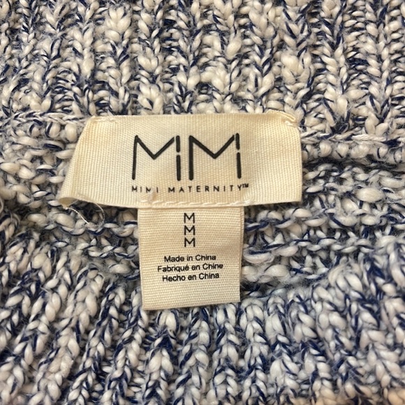 Mimi Maternity medium white and navy/grey sweater; band at bottom; oversized - Picture 8 of 9
